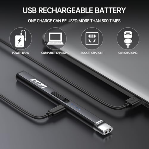 Rechargeable Candle Lighters with LED Display 360 Rotation for Camping BBQ Home Use