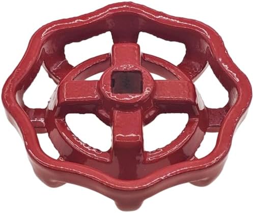 Safycaby Cast Iron Faucet Handle with Red Paint 6x6mm Round Wheel
