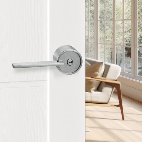Modish Zero Gravity Urban Entry Lever Door Handle Set Front Office Use Heavy Duty Satin Nickel Finish