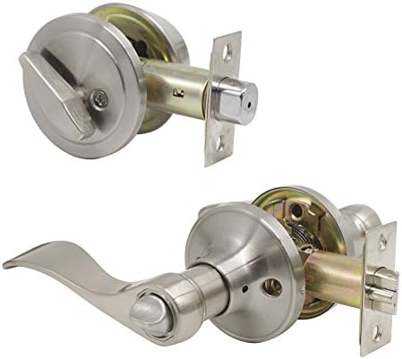 Brotima1-Piece Keyed Entry Door Handle Set with Wave Style Lever Door Handle for Built-Ins and More