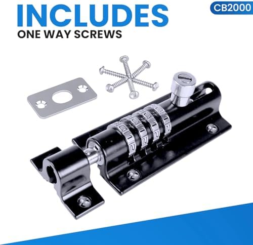 FJM Security 4-Digit Combination Sliding Bolt Gate Lock Premium MetalForged Motion Activated Gate Lock for Home Barns