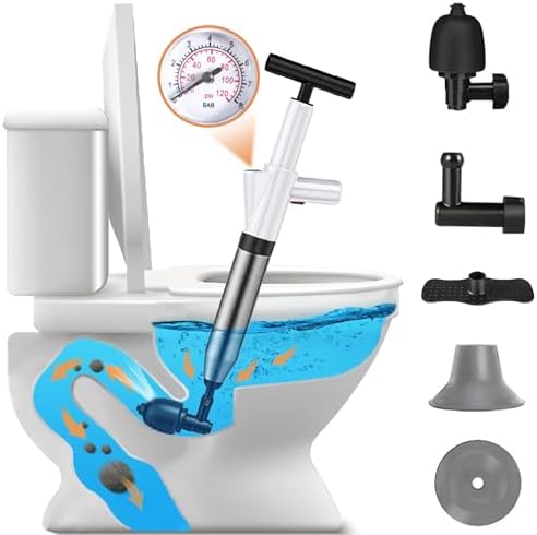 High-Pressure Toilet Plunger Visual Gauge by TAGYSH Effortless Clog Removal for Home Use