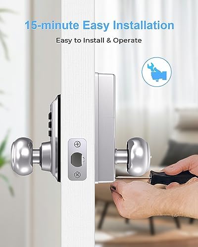ApeStellar Door Lock with Keypad Waterproof SATIN NICKEL Easy to Install