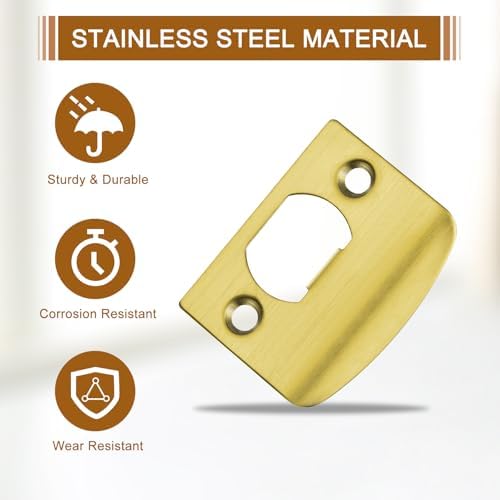 2-Pack Door Strike Plates 57mm x 45mm Gold 201 Stainless Steel Replacement for BrokenLatch Jamb