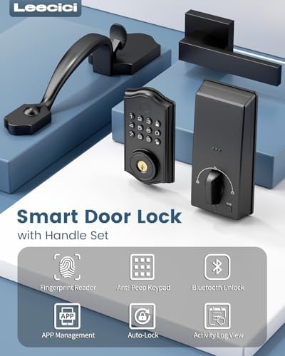 Leecici Smart Deadbolt Lock Set with Fingerprint and App Control