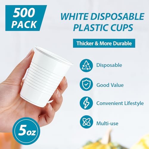 Lilymicky 500 Pack 5 oz Disposable Plastic Cups