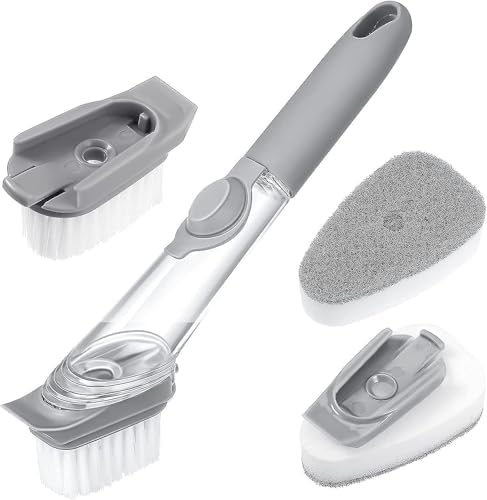 Dish Set with 4 Reusable Refills for Kitchen Bathroom Home Cleaning - Gray