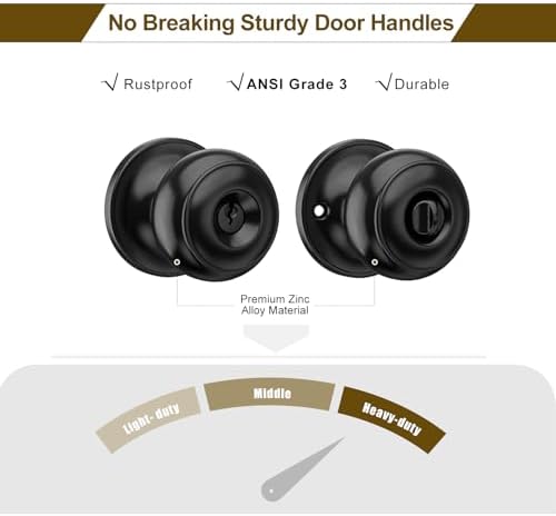 HOSOM Entry Door Knob and Single Cylinder Deadbolt Set Matte Black 1-Pack