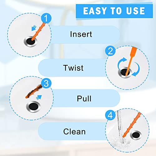 ONEHERE 6Pack Hair Drain Clog Remover Tools for Kitchen Sink Bathroom Tub Toilets