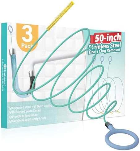 Drain Soon 50 Sink Snake Hair Remover Anti-Break Long Drain Clogger