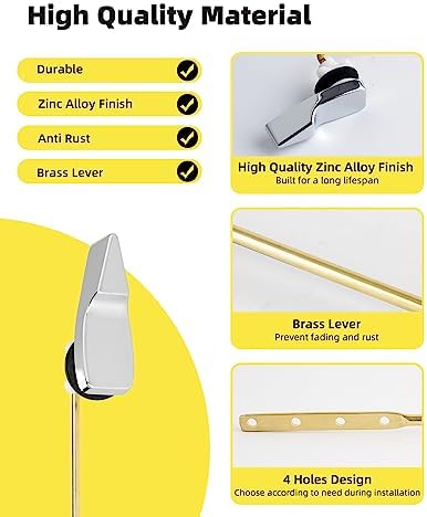 Hibbent Front Mount Tank Flush Lever Replacement Chrome Durable and Easy to Install