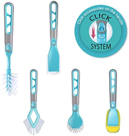 Guay 4-Piece Kitchen Cleaning Brush Set with Handle and Scrub Sponge