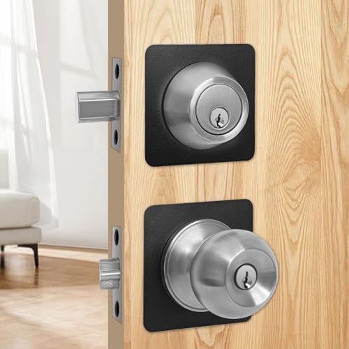 4-Piece Door Knob Plate Set Matte Black