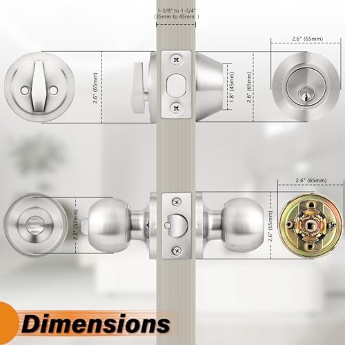 6-Pack Entry Door Knobs Deadbolts Set for Front Doors 12-Lock Set with 36 Keys Easy to Install Secure
