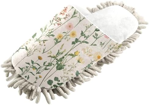 Burbuja Retro Wildflowers Mop Slippers Soft Microfiber MOP Slippers for Easy Cleaning Home Kitchen