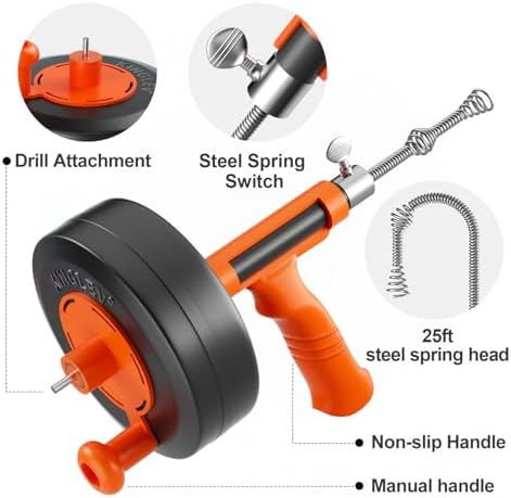 Drain Auger 25ft Plumbing Tool