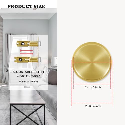 Naubea Gold Door Knobs Privacy Door Handles with Lock Heavy Duty Brass Knobs for bedrooms and bathrooms