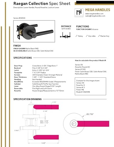 Mega Handles RAEGEN Door Deadbolt Set Matte Black