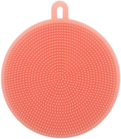 4 Round Silicone Dish Scrubbing Sponge Pastel Pink 1 Pack