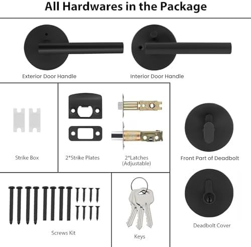 Haidms Black Exterior Door Lock Set with Deadbolt Matte Black
