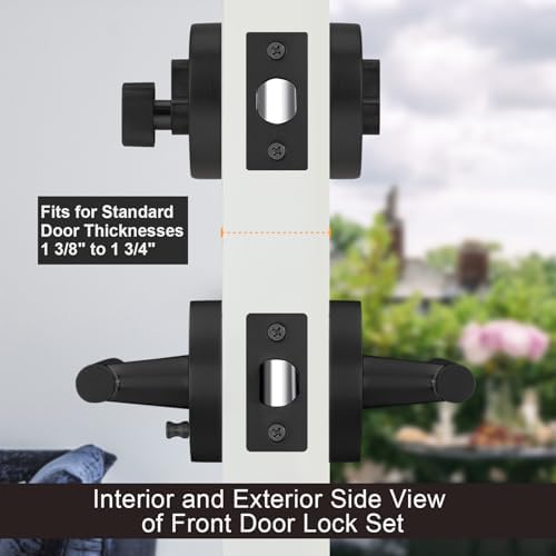 Haidms Black Exterior Door Lock Set with Deadbolt Matte Black