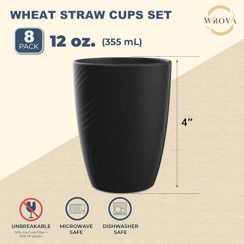 8-Piece Wheat Straw Cups Reusable Healthy Tableware