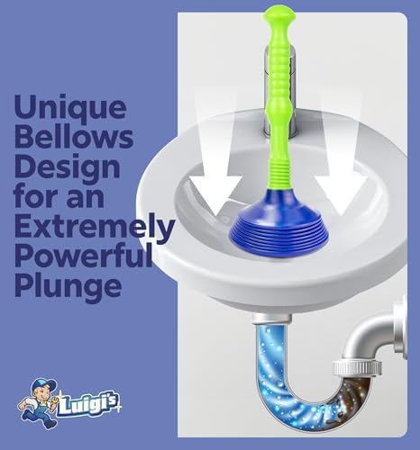 Luigis Heavy-Duty Sink Drain Plunger for Slow Drains