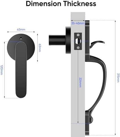 Front Door Lock Set Reversible Adjustable Handle Deadbolt