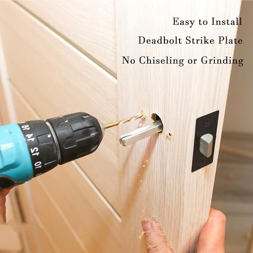 VEEBELL Stainless Steel Deadbolt Strike Plate - Attractive Black Design