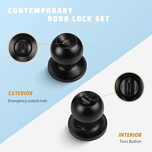 3-Pack Matte Black Door Knobs