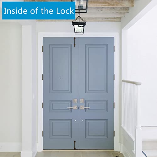 Double Door Lock Set Entry Door Lock Set Curved Straight Handles Satin Nickel Finish