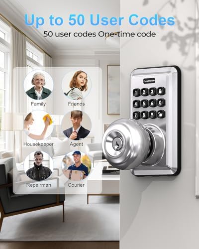ApeStellar Door Lock with Keypad Waterproof SATIN NICKEL Easy to Install