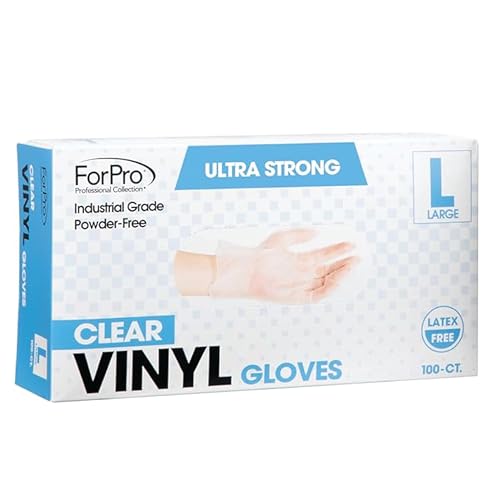 ForPro Disposable Vinyl GlovesSturdyProfessional Industrial-Gauge 100-Count Dispenser Box