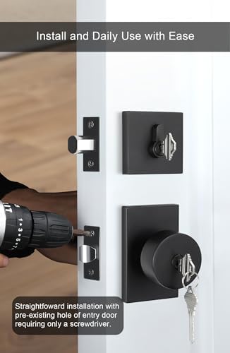 GoldenWarm Black Door Knobs with Deadbolt Entry Door Lock Set