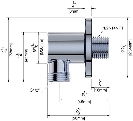 Derengge Wall-Mounted Shower Elbow with Polished Chrome Finish