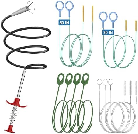 Kellys Collection 12-Piece Snake Drain Hair Remover Multi-Functional clog Removal Tools for Home Businesses