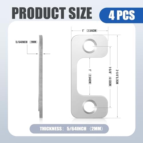 4-Piece Stainless Steel Door Strike Plate Set with Screws