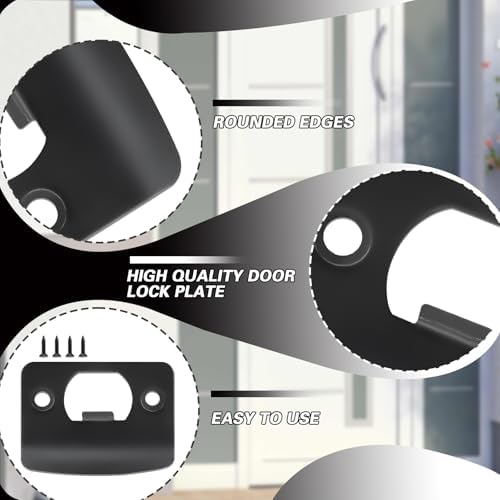 8 Pcs Door Strike Plate - Premium Stainless Steel Easy to Install Durable Door Lock Plate for Exterior Doors
