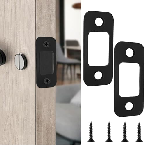 EMVANV2 PCS Deadbolt Strike Plate Round Corner Design 1 x 2-14 Door Backplate Black