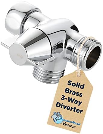 HammerHead Showers - Durable Split Shower Diverter Valve - Dual Handheld Fixed Install 25 GPM Solid Brass