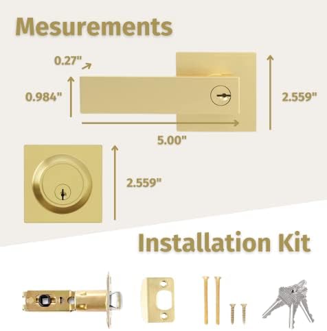 Robell Door Handle Set Secured by SATIN BRASS