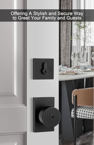 GoldenWarm Black Door Knobs with Deadbolt Entry Door Lock Set