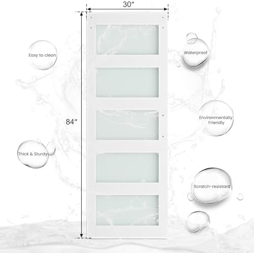SmartStandard 30x84 inch White Barn Door with Handle and Easily Assembled Kit