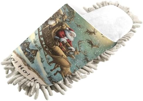 White Christmas Night Reindeer Mop Slippers