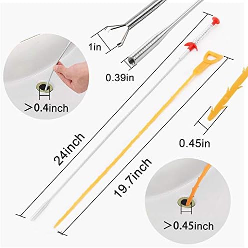 OmontDrain Clog Remover Tool Sink 6-Pack Clog Remover Effortless Hair Food Removal Orange
