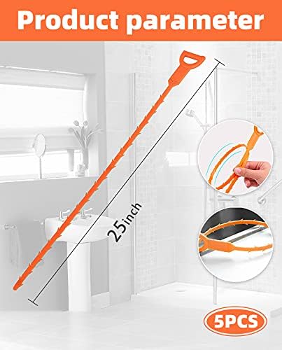Drain Clog Remover Set - 5-Piece 25-inch Snake Drain with P-trap
