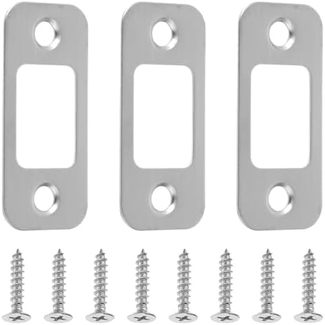 Sturdy 3-Pack Door Strike Plate Set - Stainless Steel for Durable Door Replacement