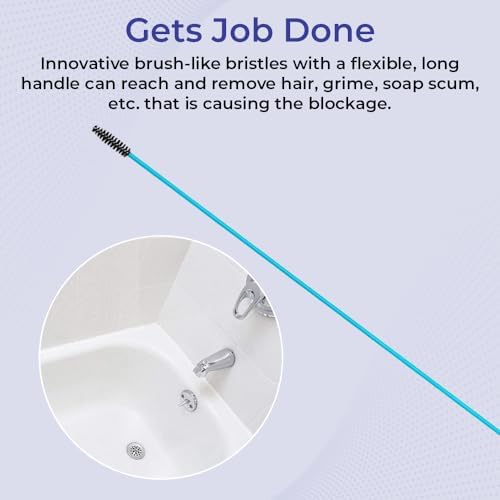 SAGEFINDS Effortless Drain Clever Flexible Drain Cleaning Sticks 195 Handle Disposable 12_pack