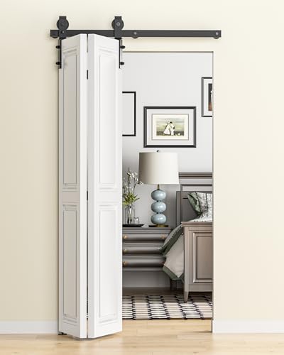 Heavy Duty 36 Bifold Barn Door Hardware Kit - Durable and Smooth-Closing Track for 16 Closet Doors