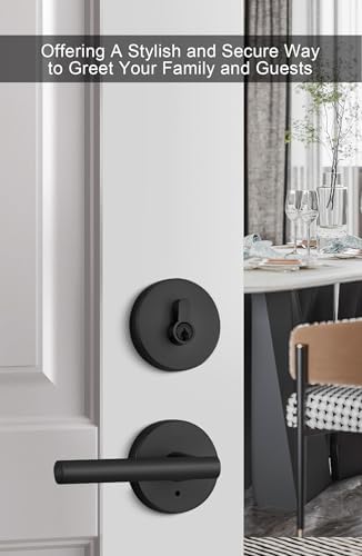 GoldenWarm Door Lock Set - Black Door Handle with Deadbolt